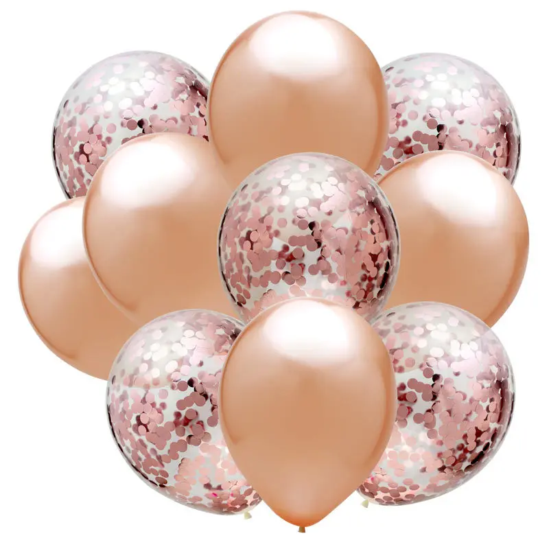 rose gold 10 шт. 12 дюймов Смешанные конфетти воздушные шары на день рождения украшения для детей и взрослых Металлические Шарики Детские воздушные шары для девочек - Цвет: rose gold
