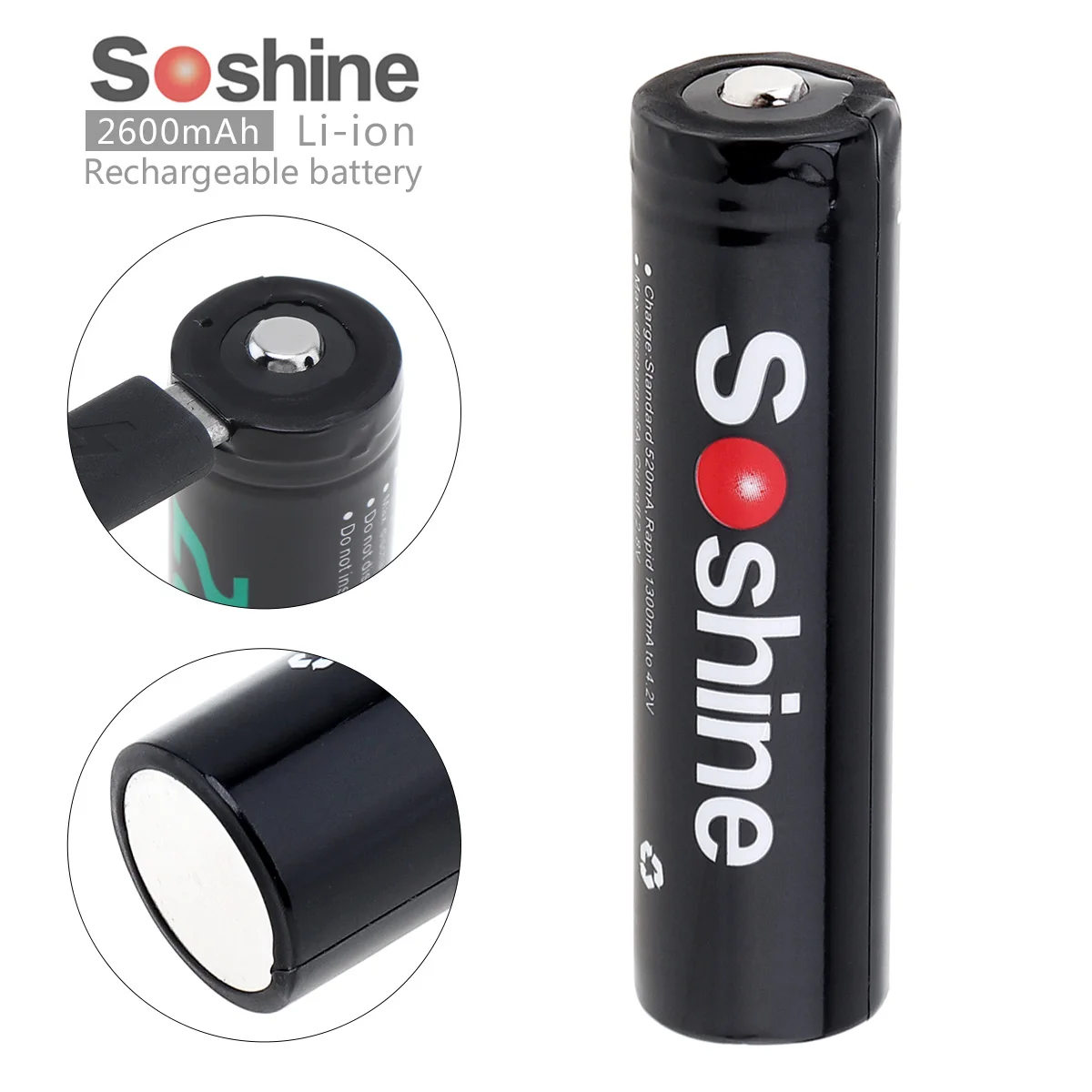 Soshine 2600mAh 3 7 V 9.62WH NCR 18650 литий ионная аккумуляторная батарея с микро USB защитой DC