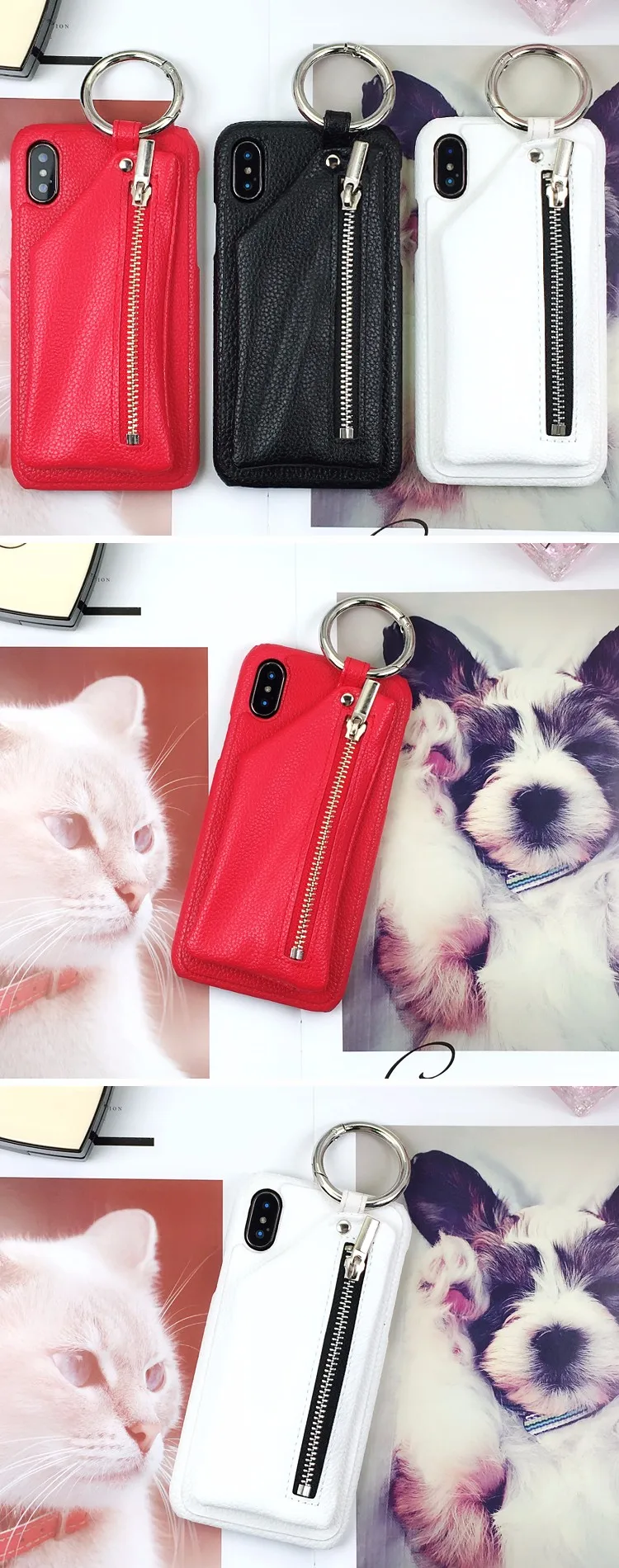 Bonvan чехол для iphone 8 X Case кожаный Luxury молния сумки кошелек смартфон бампер чехол на айфон X 7 6S 6 8 plus плюс сумка кольцо трудно PC задняя крышка случай защиты чехлы на телефон