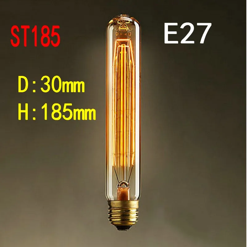 E27 40 Вт Винтаж освещения Вольфрам нити Edison ЛАМПЫ мяч теплый желтый цвет/держатель