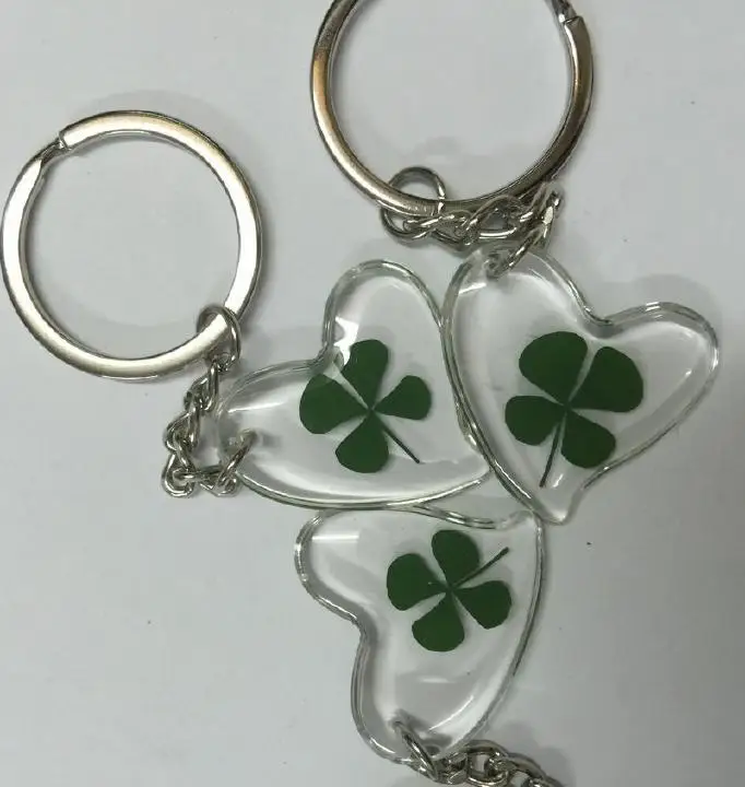 12 PCS hand made natural four leaf clover Slanting hearts charming keychain | Украшения и аксессуары