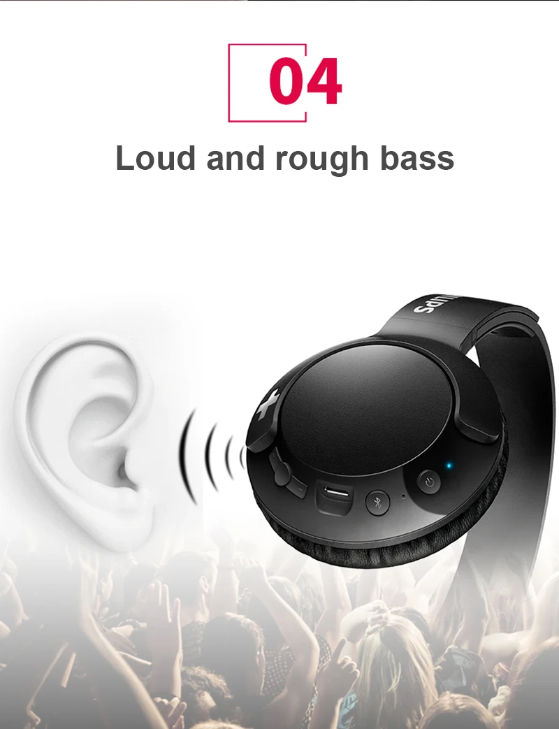 Оригинальные Bluetooth Наушники Philips SHB3075, беспроводные наушники с регулятором громкости и микрофоном для Iphone X Galaxy Note 8