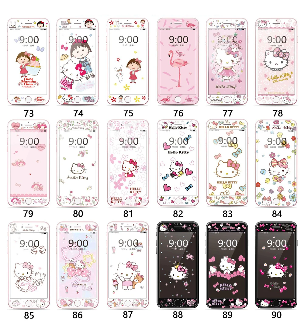 Закаленное стекло для защиты экрана для iPhone 6, 6s Plus, 7, 8 Plus, Kitty Cat, мультфильм, защитное полное покрытие, 3D пленка с закругленными краями SH04