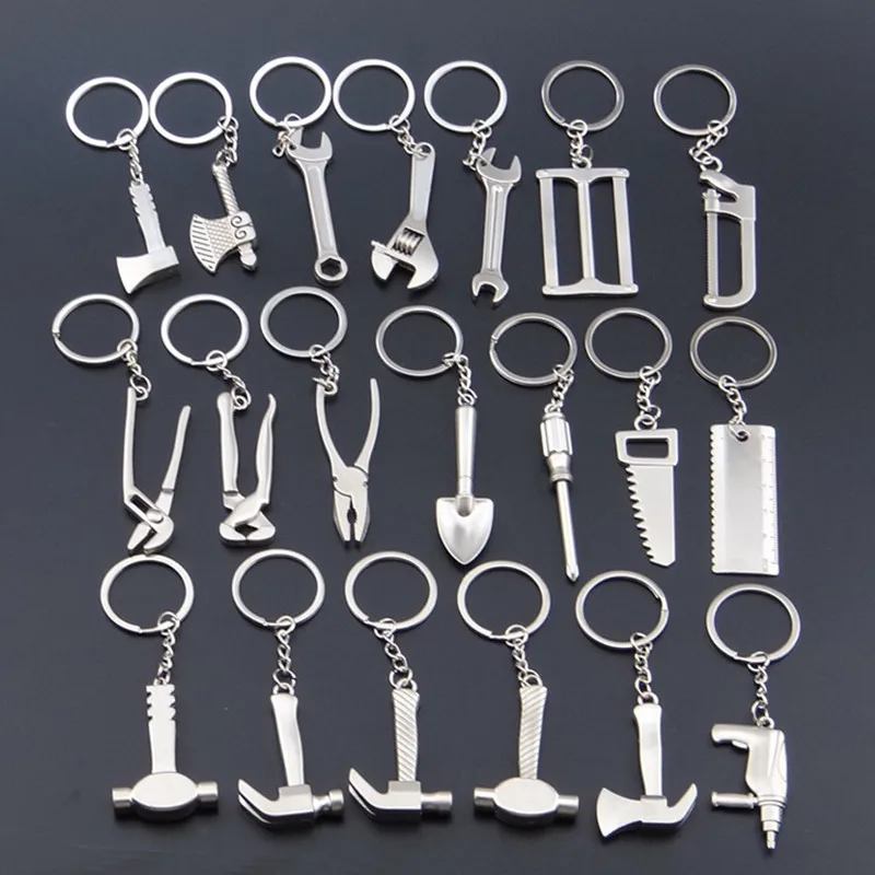 

100pcs/lot Mini Metallic Tool Keychain Wrench Key Chain Spanner Keychains Drill Keyring Opener Key ring Maintain Car keychain