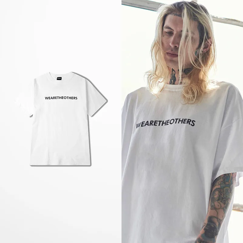 

We Are The Others Letter Print Tee Shirt Homme Harajuku Fashion White Quality Cotton T-shirt Men Hip Hop Retro Funny T Shirts