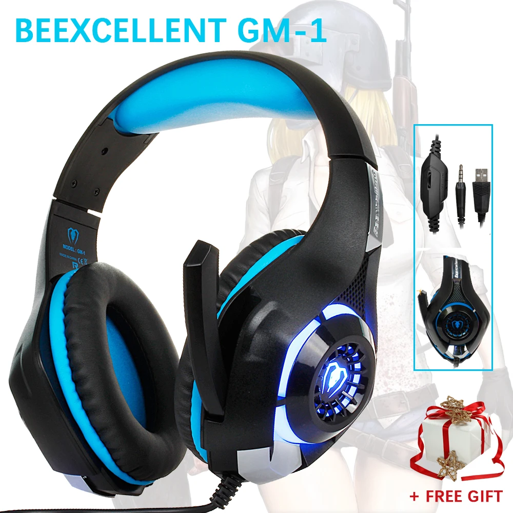 Beexcellent GM 1 Игровые наушники с микрофоном светодиодный свет стерео игровые