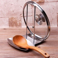 stainless steel pan pot cover lid rack stand spoon holder stove organizer home storage soup spoon rests kitchen tools