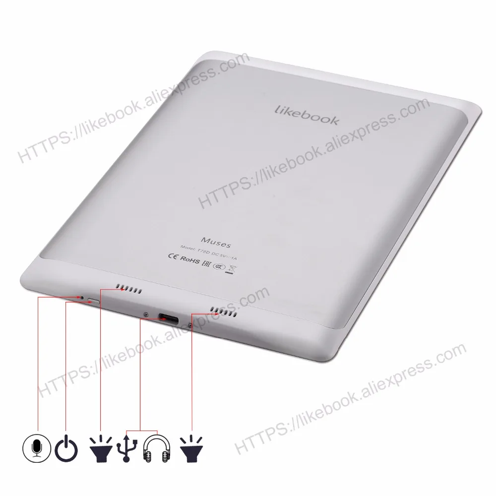 2019 New Arrival Ebook Reader 7.8 inch likebook Muses Android 6. 0 frontlight Octa core 2GB RAM with handwriting feature |