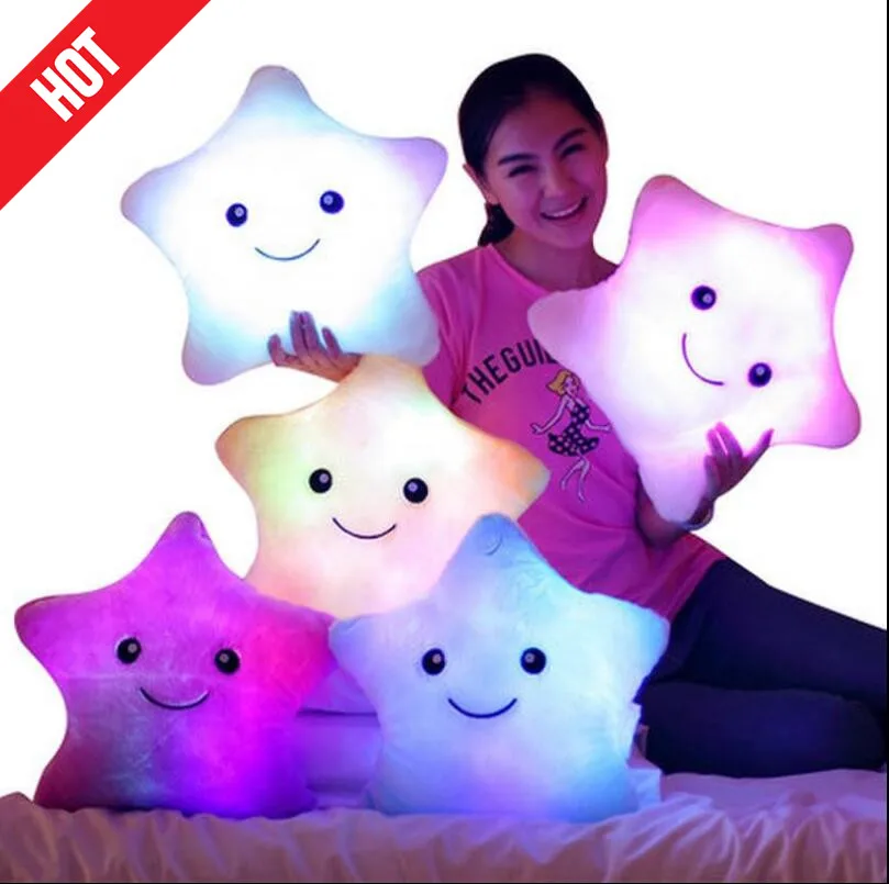 

Creative Toy Luminous Pillow Soft Stuffed Plush Glowing Colorful Stars Led Light Toys Gift For Kids Children Girls 35x40cm