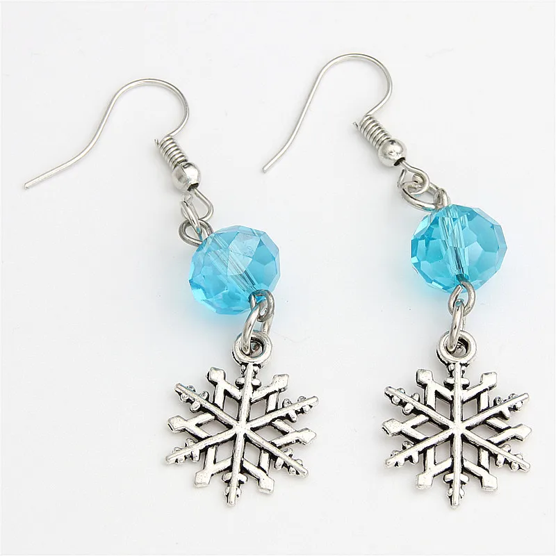 1pair Snow Flake Statement Drop Earrings For Women Earring Silver Color Snowflake Ears Bijoux Shipping E2119 | Украшения и