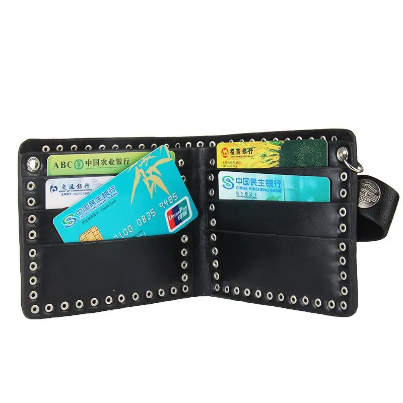 Мужской кожаный кошелек в стиле стимпанк готический с заклепками винтажный на