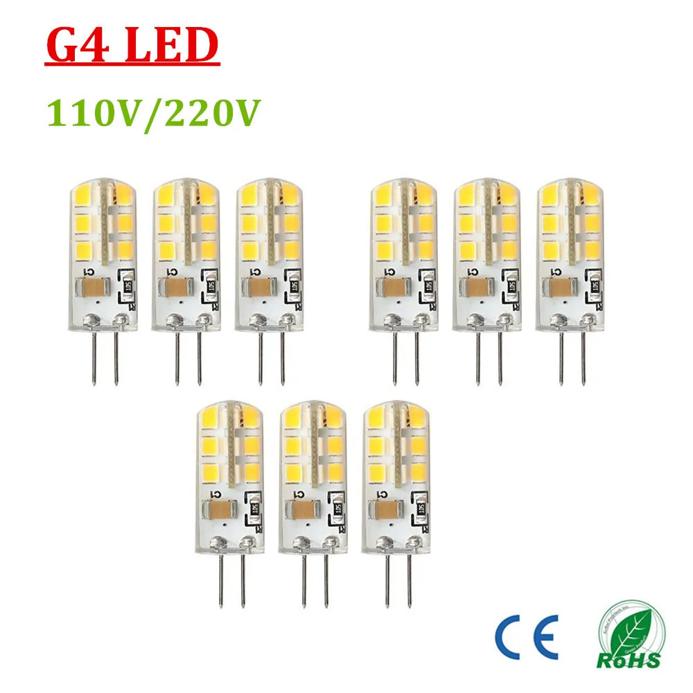 G4 Светодиодная лампа AC DC 12V теплый белый холодный 2700 6500K 3 ватт двухштырьковая база