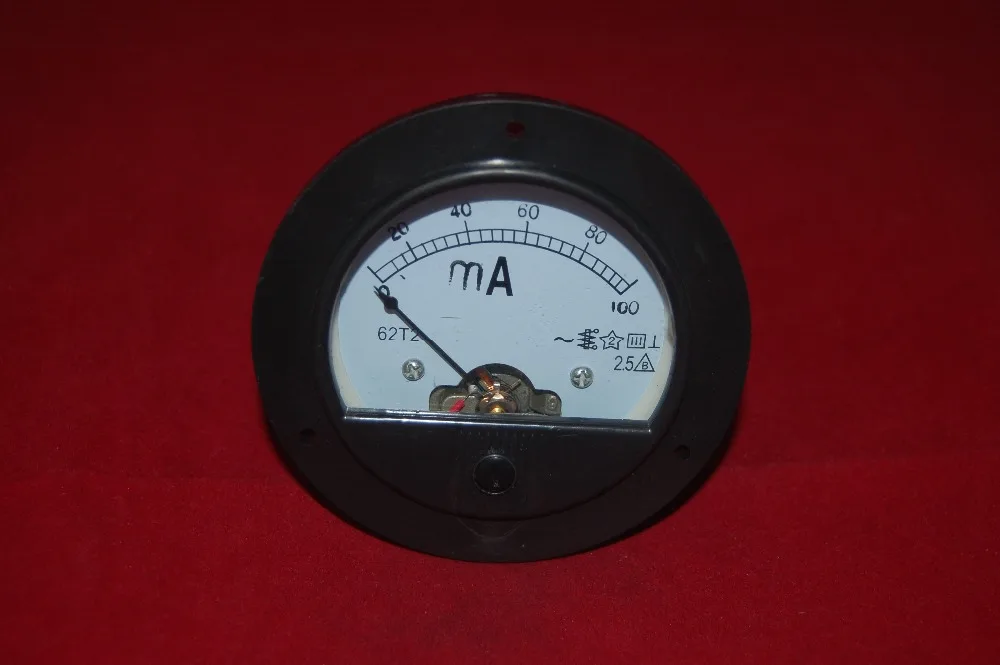 Круглый Аналоговый амперметр переменного тока 100 мА панельный Амперметр 62T2 0 не
