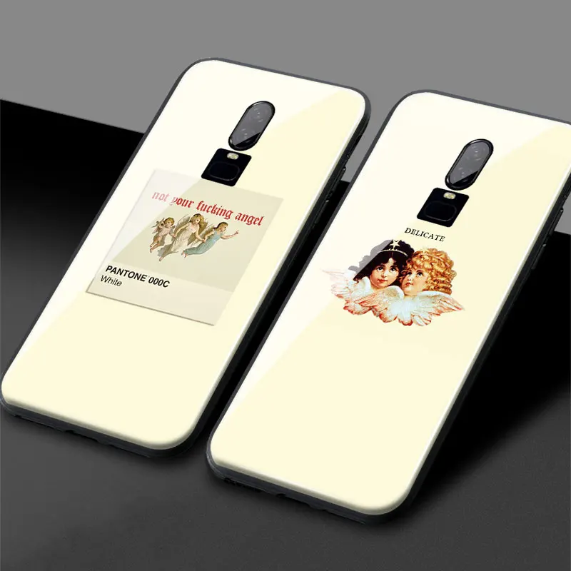 Винтажные милые ангелы желтые случайные эстетические закаленное стекло Мягкий