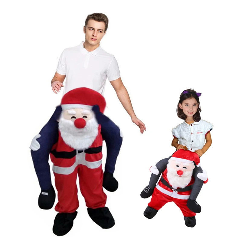 2018 Adult Kids Novelty Santa Claus Ride on Costume Christmas Carry Back Funny Suit Mascot Unisex Cosplay Clothing |