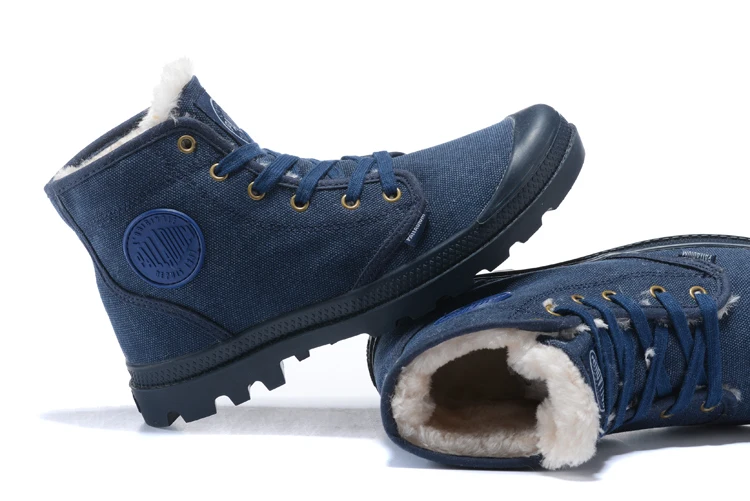 Palladium Pampa плюшевая теплая Повседневная парусиновая обувь ковбойские зимние Туфли без каблуков Для мужчин Военная Униформа армия тактический Ботильоны Zapatos de Hombre