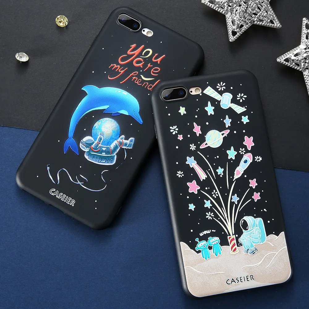 Caseier чехол для телефона iPhone 7 8 плюс Чехол 3D тисненым рисунком мягкий силиконовый