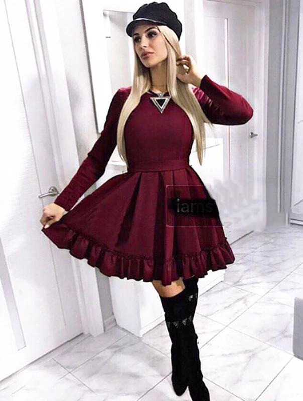 2019 Новое Женское повседневное пояс-бандаж вечерние мини платье с длинным рукавом