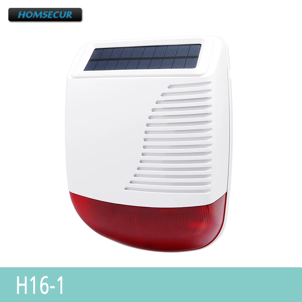 HOMSECUR H16/H16 1 Беспроводная Солнечная вспышка Сирена 100 дБ для 433 МГц система охранной