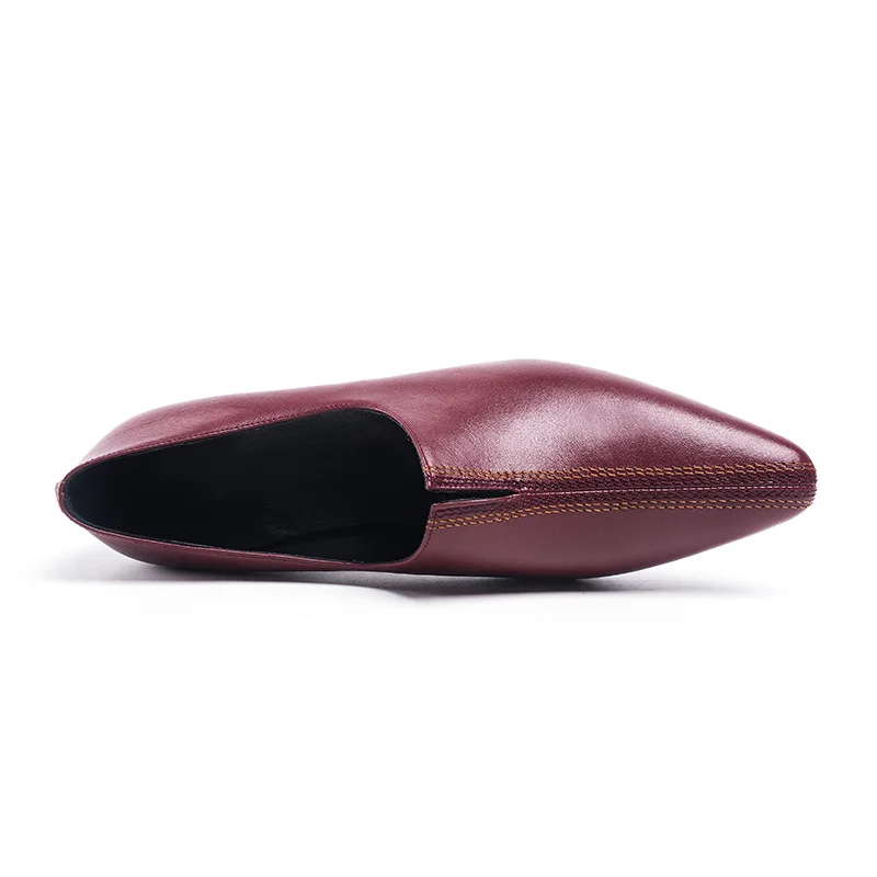 

Universe J010 Cow Leather Casual Pointed Toe Soft Royal Blue Red High Thick Heels Genuine Leather Women Ladies Dress Shoes Pumps
