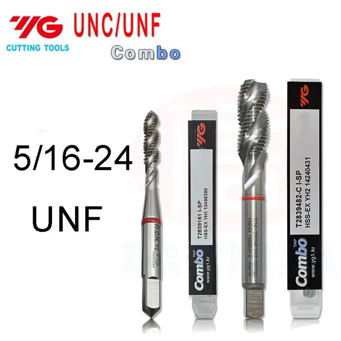 5 16-24 UNF YG-COMBO T2839 1/2 1/4 3/4 3/8 5/8 5/16 5 6 7/8 13 20 16 24 28 UNF UNC Спираль Флейта Tap режущие инструменты краны - Цвет: 5 16-24 UNF