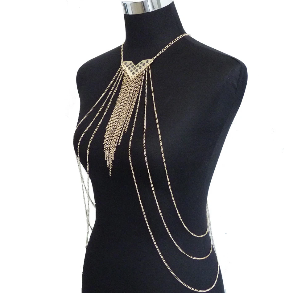 Модная Геометрическая треугольная металлическая подвеска кисточка золотого