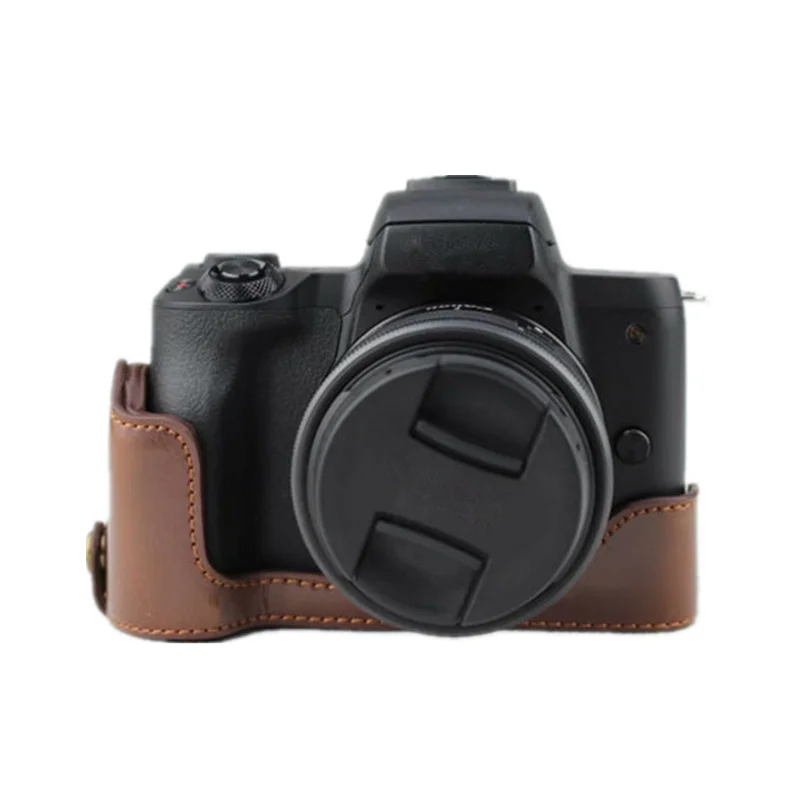 Черный/коричневый/кофейный полубоди чехол из искусственной кожи для Canon EOS M50