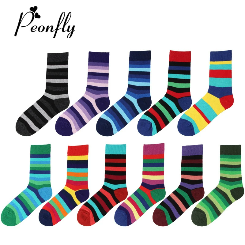 

Носки женские PEONFLY, разноцветные, полосатые, 2019 хлопок