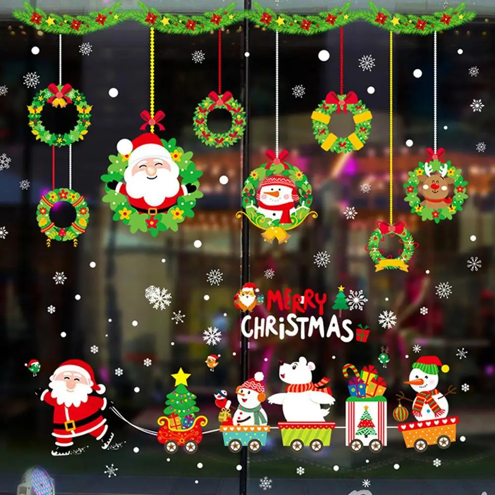 Настенный окна рождественские наклейки украшения для дома 2020 Xmas Navida счастливого
