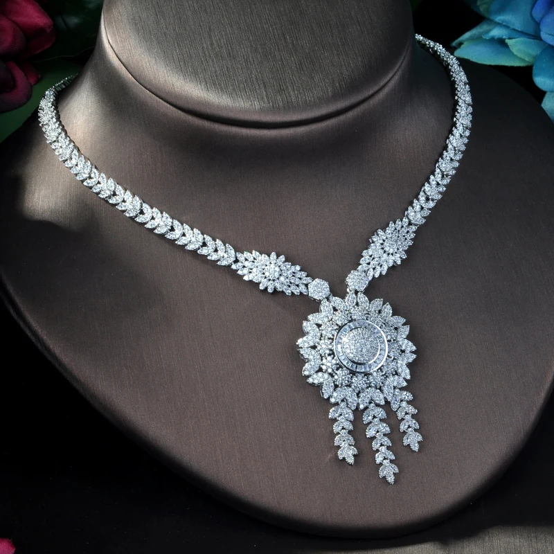HIBRIDE Beauty Flower нигерийский CZ кристалл свадебные комплекты ювелирных изделий для