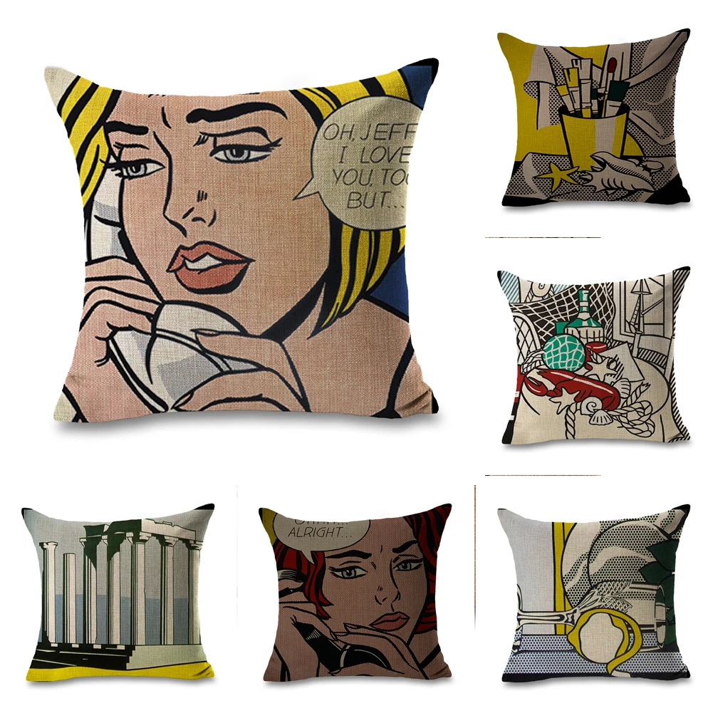 Roy Lichtenstein Pop Art Comics для девочек телефонная Подушка евро покрытие декоративный