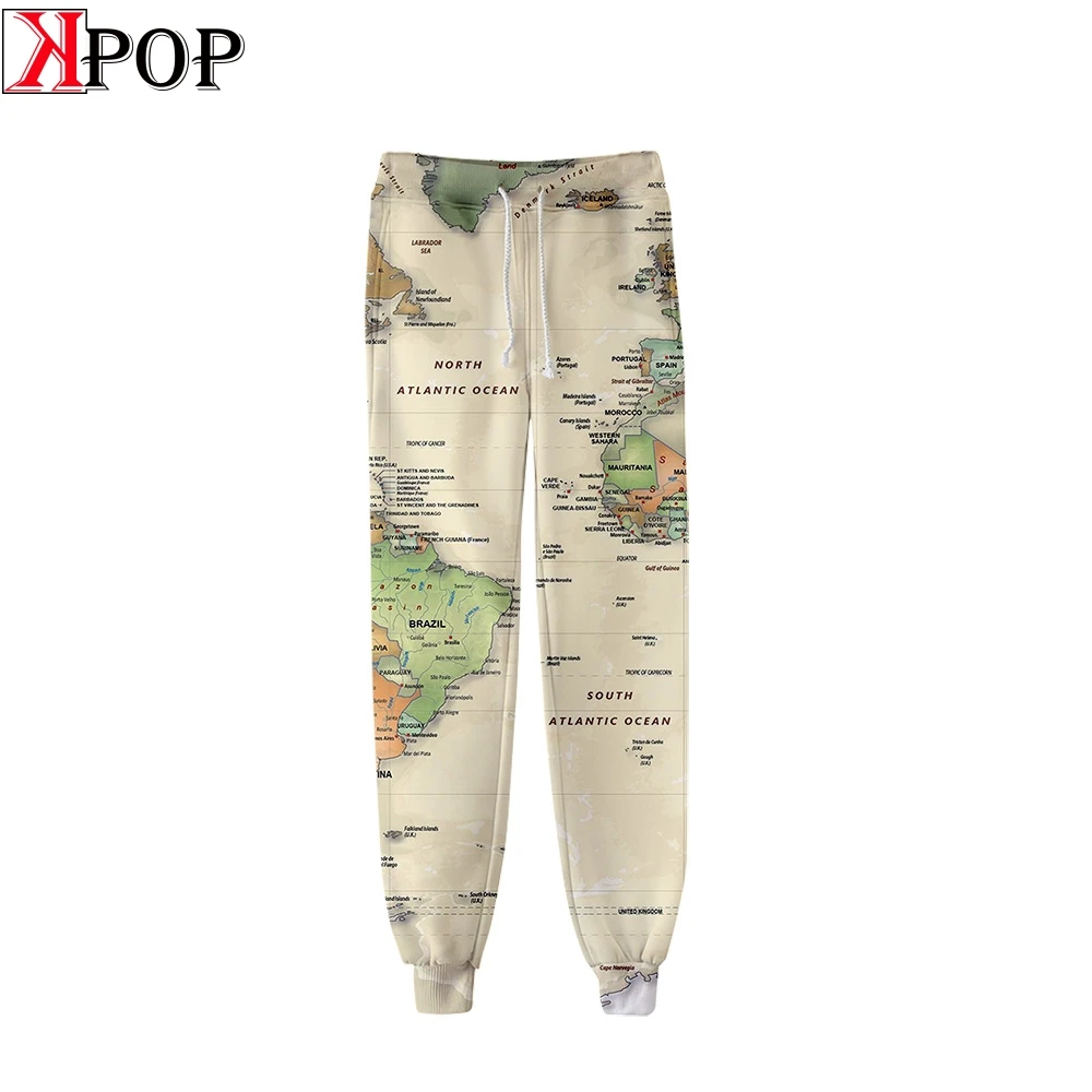 LUCKYFIRDAYF World Map женские/мужские брюки в стиле хип хоп модные повседневные