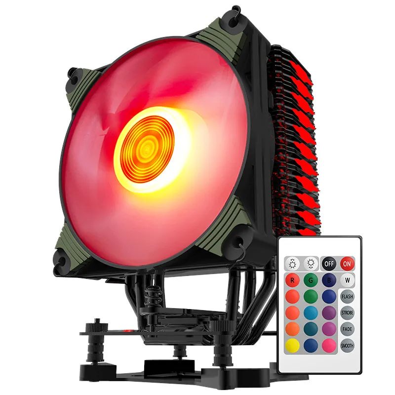 Aigo ледяной K4 процессорный кулер TDP 300W 4 теплопроводов холодильник 4pin PWM RGB 120mm вентилятор радиатора для LGA 2011/1151/1155/1156/775/1366/AM2+/AM3+/AM4 - Цвет лезвия: RGB Remote control