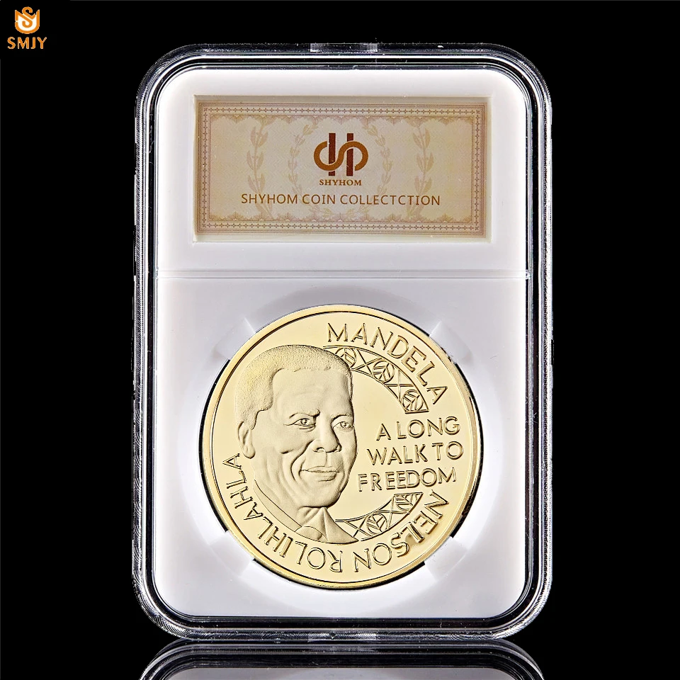 

Father Of Africa Nelson Mandela Gold/Silver Plated South African National Presidential Souvenir Coin Value W/PCCB Luxury Holder