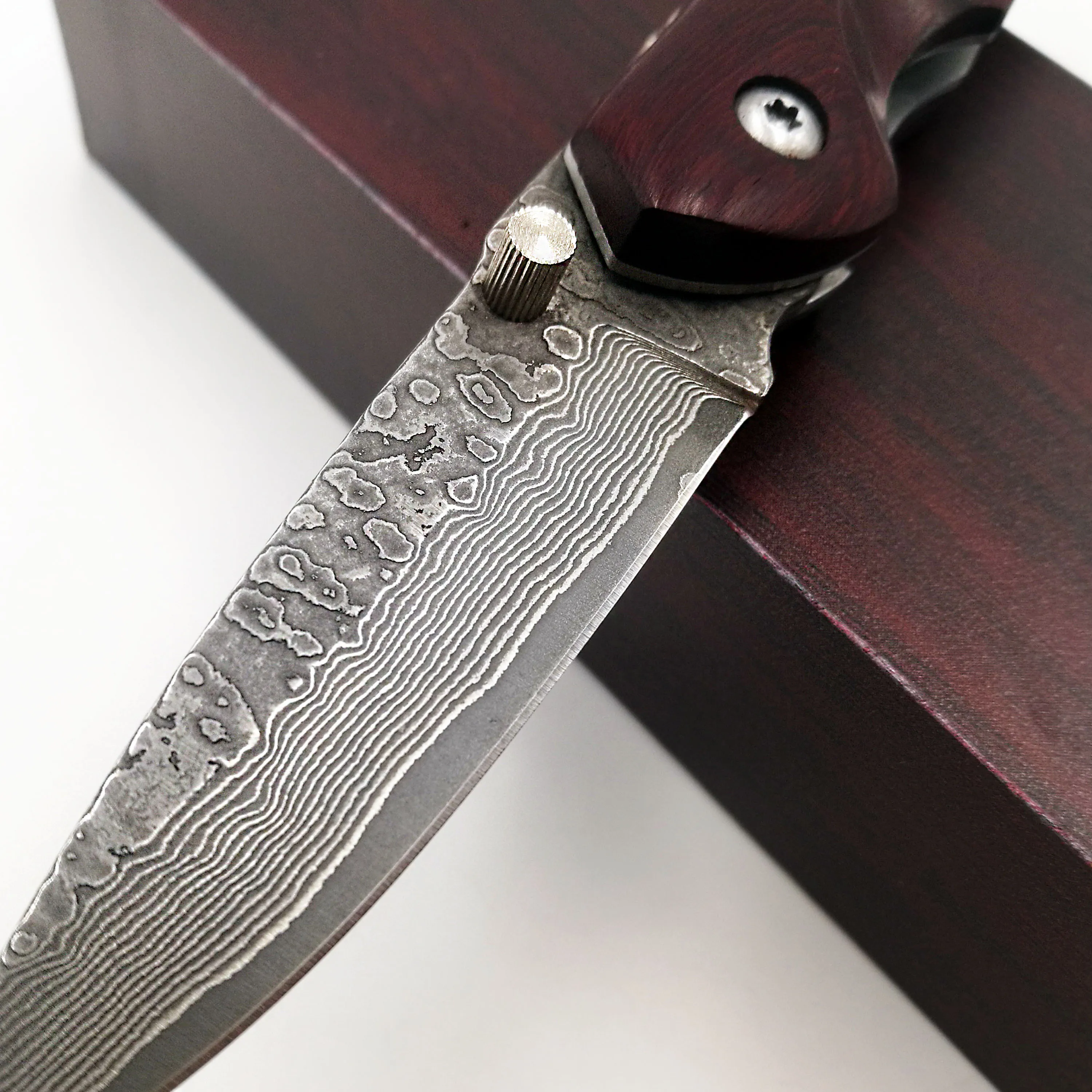 Карманный складной нож дамасское лезвие палисандр ручка для кемпинга выживания