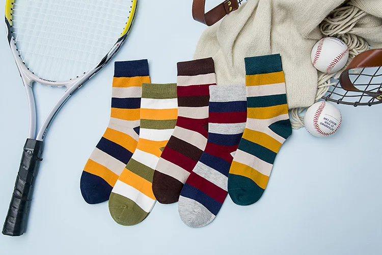 10 пары Смешанные Цвета Классические Полосы Осень Зима Хлопок Мужские Носки |