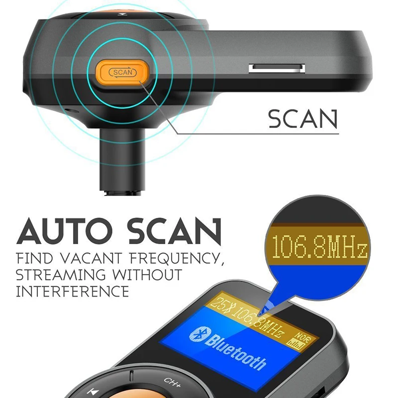 Bluetooth fm передатчик автоматическое сканирование беспроводной радиоадаптер с