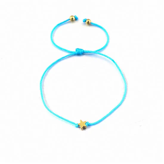 Light blue VEKNO DIY ручной работы Регулируемый веревочный браслет Каббала для женщин детская красная защита струны Блестящий Звездный браслет пара ювелирных изделий - Окраска металла: Light blue