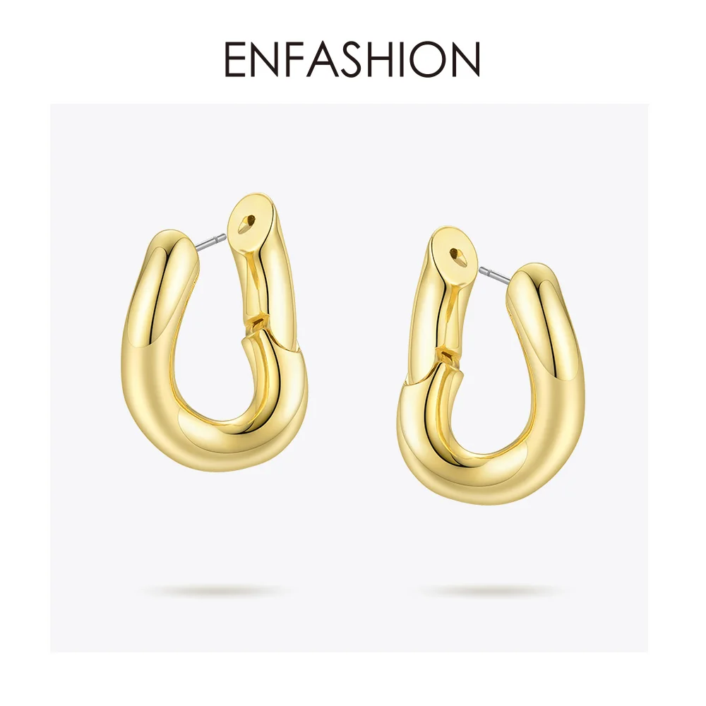 ENFASHION панк звено цепи серьги в виде колец, для Для женщин маленький золотого цвета круг обручи серьги Модные украшения сиреневого цвета De Moda EC1044