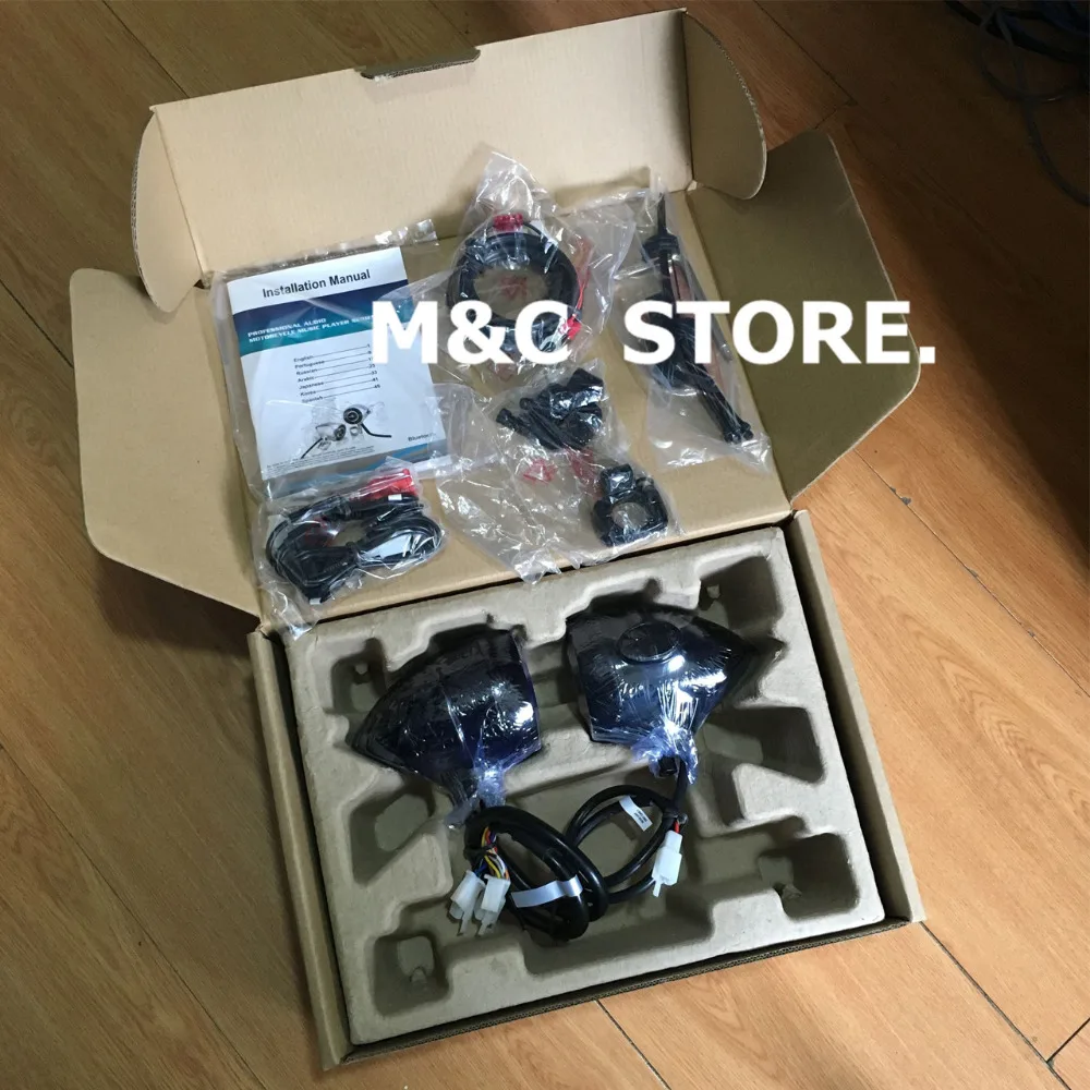 Черный хром размер 1 ''/1 25'' мотоциклетная магнитола hi fi звук MP3/WMA Bluetooth USB/AUX