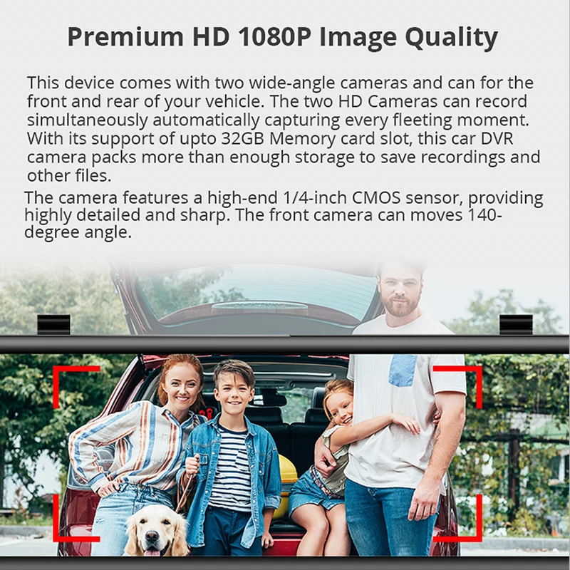 Автомобильный видеорегистратор 10 дюймов с сенсорным экраном 1080P Full HD двумя