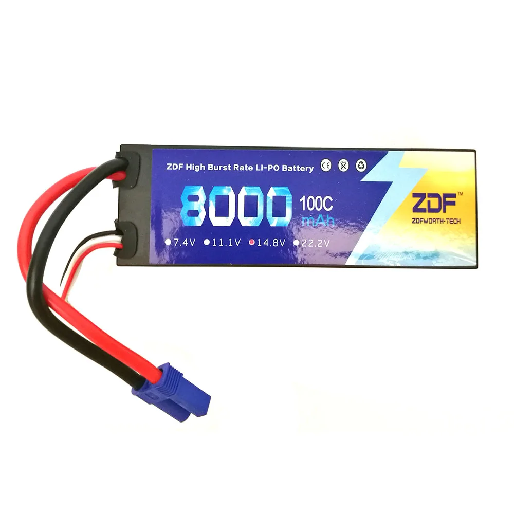 Высокая мощность 14 8 v 4S 8000mah 100C max 200C ZDF литиевые батареи EC5 разъем жесткий чехол для