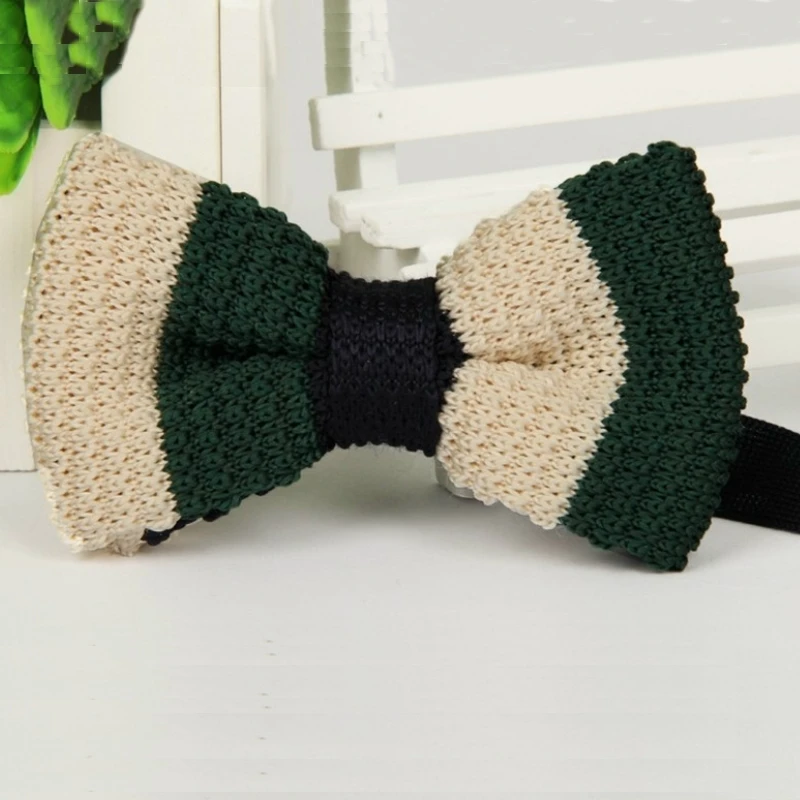 

Классический мужской полосатый галстук-бабочка, 1 шт., модный двухслойный вязаный Вязаный Галстук-бабочка для жениха, свадьбы, вечеринки ...