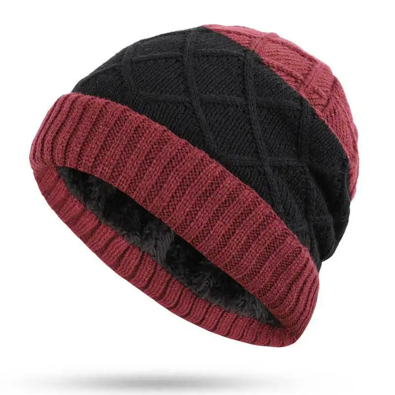 2018 Winter Patchwork Wool Knitted Hat Male Brand Fashion Flocking Unisex Hip Hop Skullies Beanies Thick Warm Caps Female |