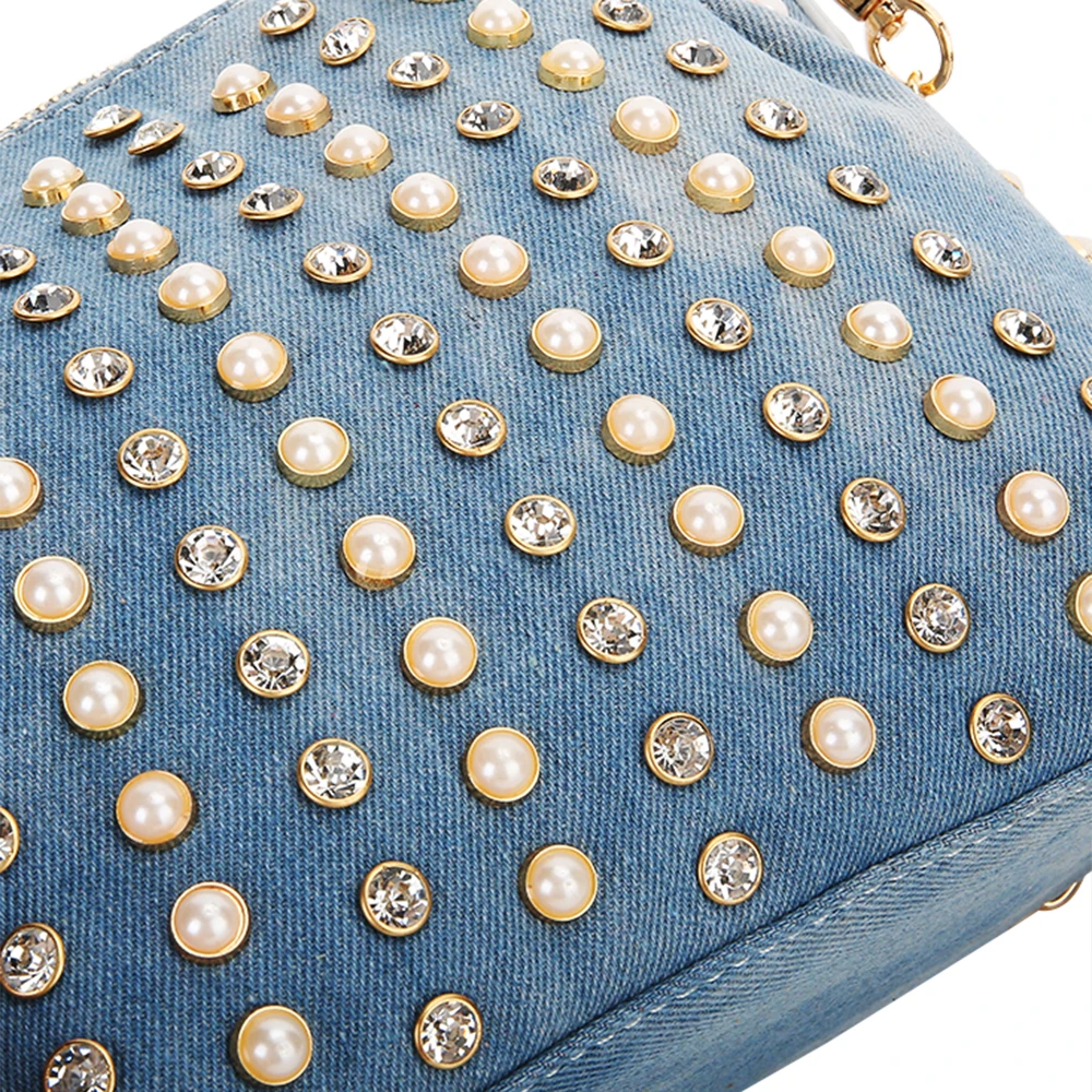 KISS KAREN Роскошные для женщин кошелек мода джинсовые сумки Diamond Studs повседневное Tote