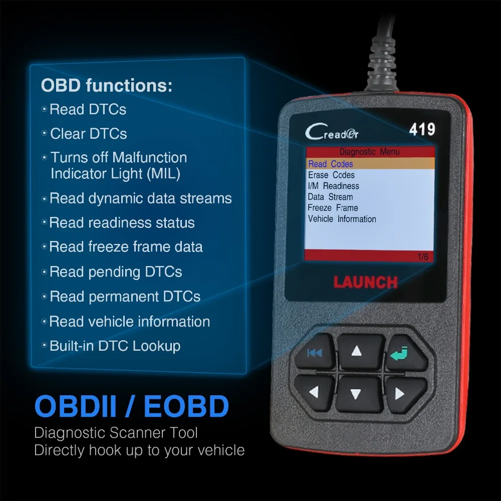 Запуск Creader 419 OBD2 EOBD код читателя сканирования OBDII OBD 2 CR419 Creade 4001 автомобиля