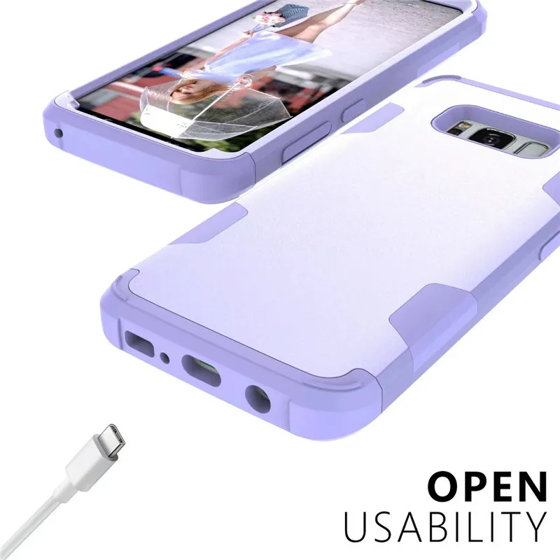 Purple Для samsung Galaxy S8 S9 S10 Plus S10E Note 8 Note9 чехол для телефона s, противоударный Гибридный армированный резиновый сверхпрочный чехол для всего тела - Цвет: Purple
