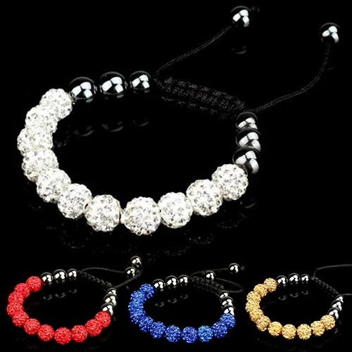 Новинка 2017 года со стразами шар полимерная глина бисера браслет дружбы adjustale цепи