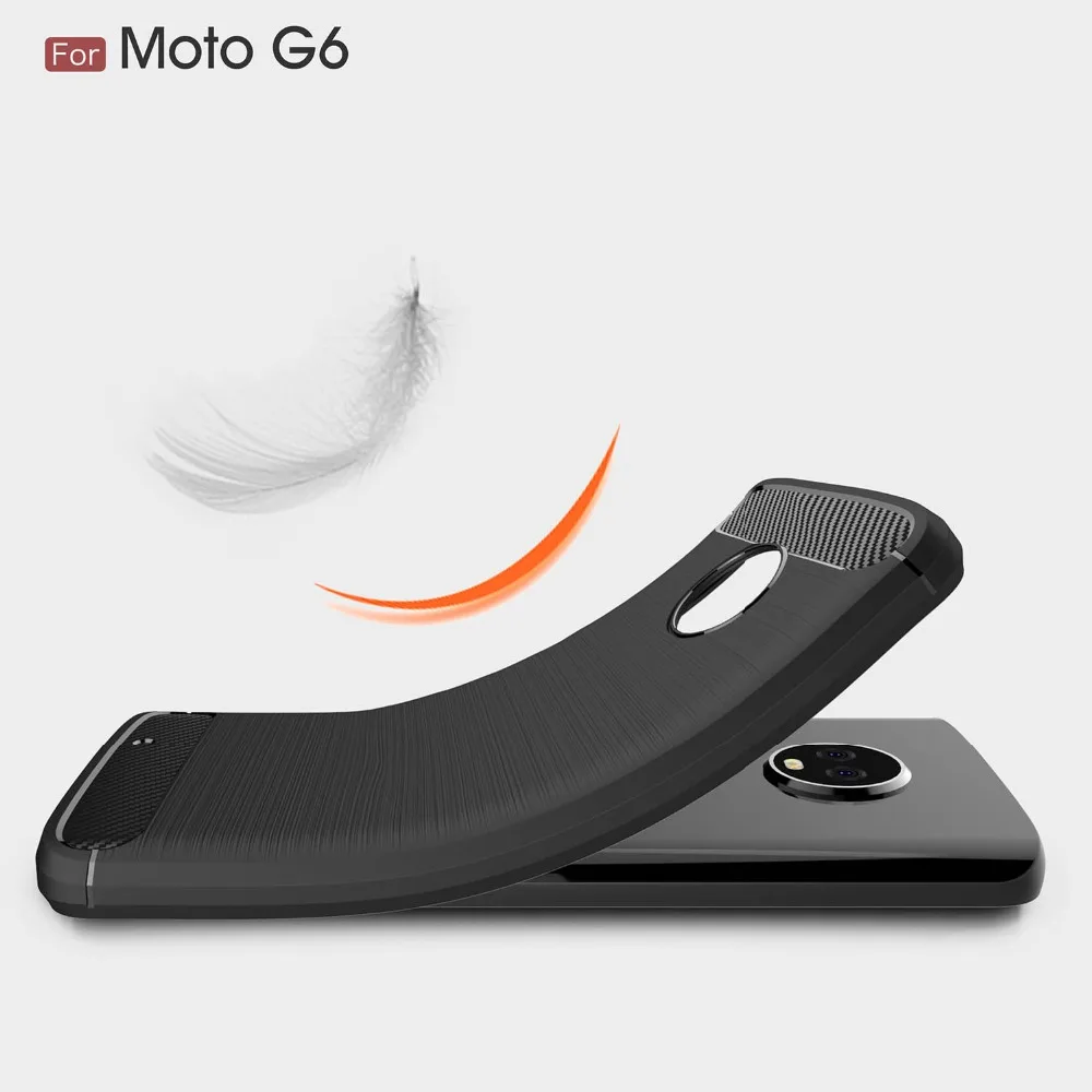 Силиконовые чехлы для Motorola G6 случае углеродного Модный мягкий из