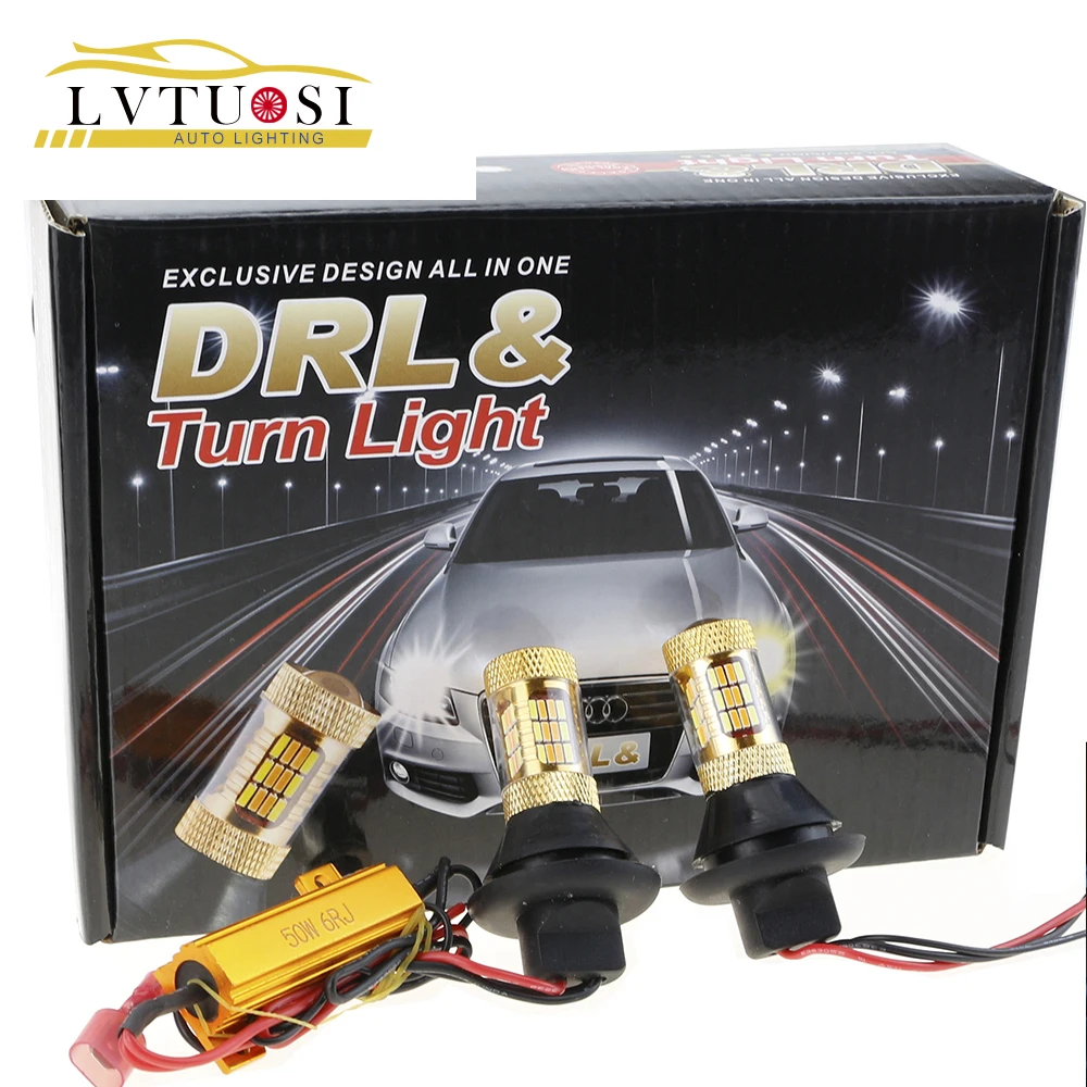 

LVTUSI 1 комплект сигнальных огней поворота S29 1156 BAU15S BAY15S DRL светодиодный свет белый желтый лампы 12 В лампы для всех автомобилей CB